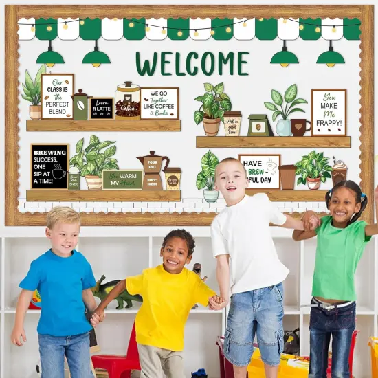 Welcome Bulletin Board Coffee Greenery Bulletin Board Set {5}