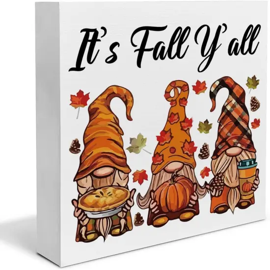 Fall Gnomes Wooden Sign for Desk Table Shelf - IT {1}