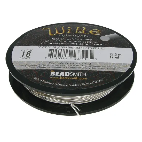 The Beadsmith Wire Elements 18-Gauge Lacquered Tarnish-Resistant Copper Wire for Jewelry Making, 177 Yard, 161.85 Meter, ¼ Pound Spool (Silver Color) {2}