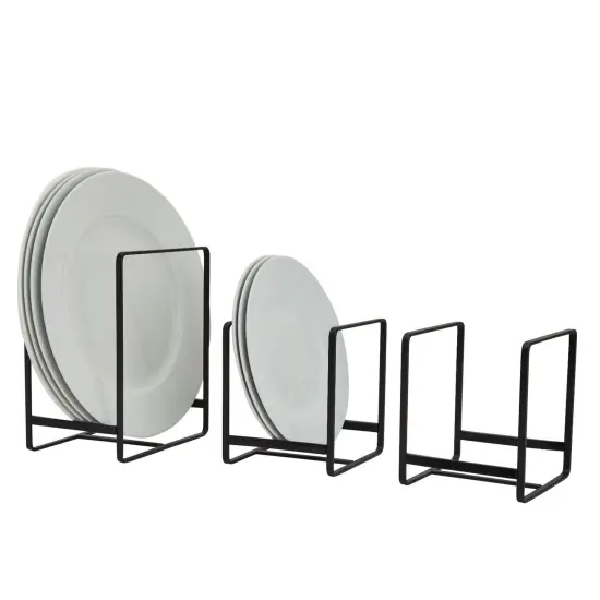 3 Piece Plate Organizer for Kitchen Cabinet, Shelf, 2 Sizes for Pots, Pans, Cutting Boards (Black) {1}