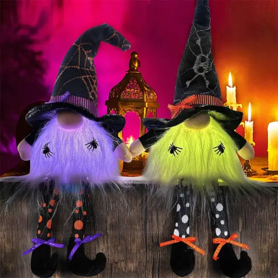 2 Pack Halloween Lighted Plush Gnomes Tabletop Decorations {1}