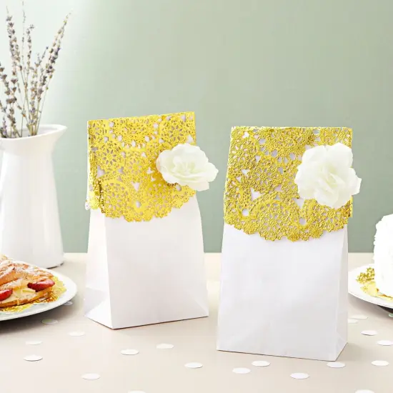 Juvale 60 Pack Gold Doilies, 12 inch Round Medallion-Style, Disposable Placemats for Party Table Decorations {3}