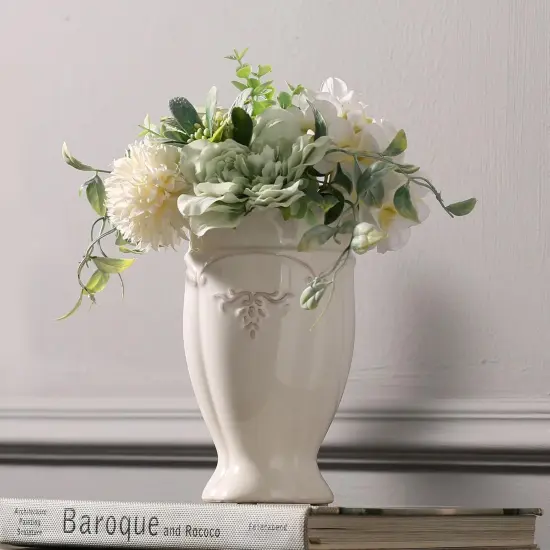 White Vase for Flowers, Ceramic vase for Home Decor {1}