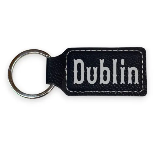 Keychain - Rectangle - Dublin - Leather Rawhide/Black {3}