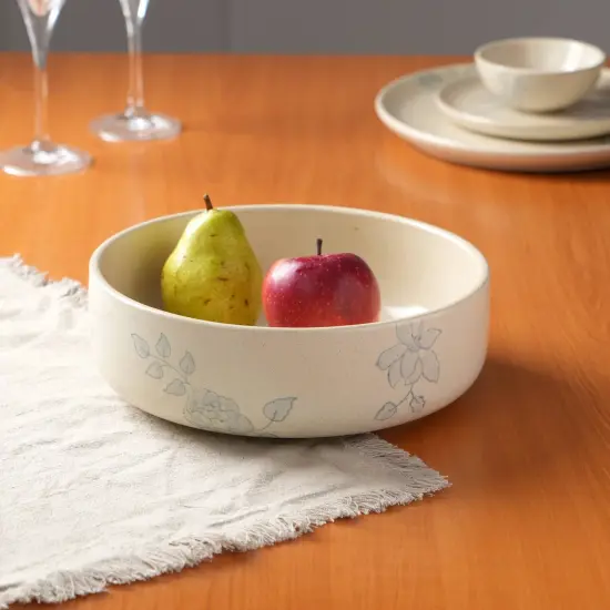 Off-White Ceramic Printed Serving Bowl &ndash; Elegant Pasta Bowl for Stylish Dining {2}