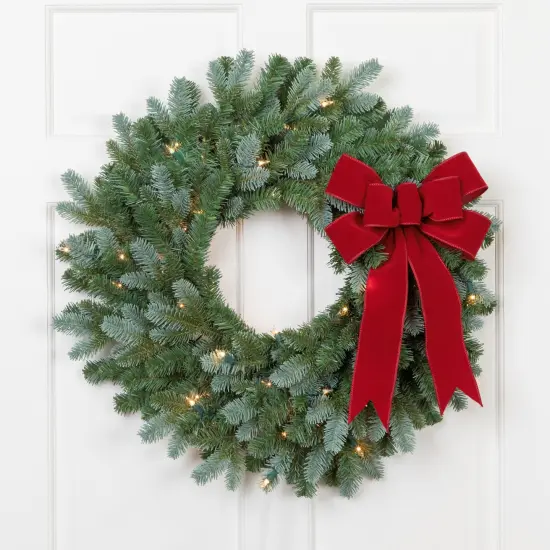 Northlight Pre-Lit Blue Spruce Artificial Christmas Wreath - 24" - Clear Green {1}