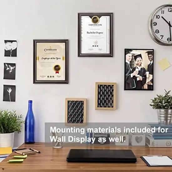 Document Diploma Picture Frames 8.5x11,Brown Wood Grain,4 Pack {4}