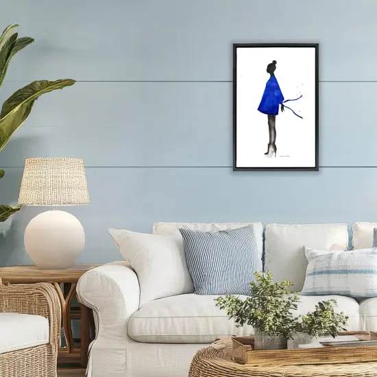 Stupell Industries Girl In Blue Dress Silhouette Floating Frame, design by Simone Elum {8}