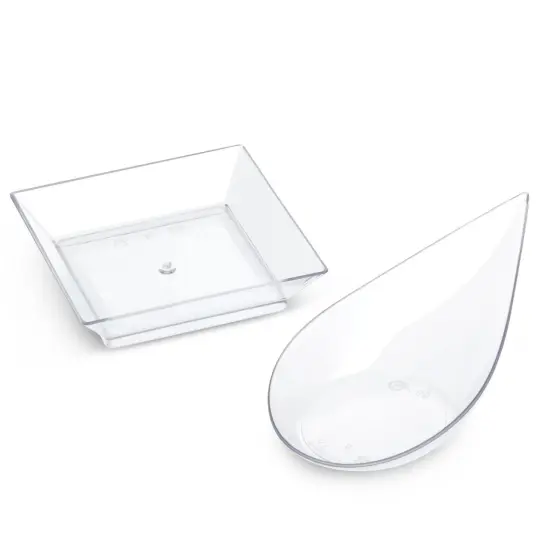 Mini Appetizer Plates and Tear Drop Spoons for Weddings (Clear, 72 Pieces) {7}