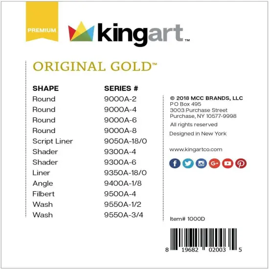 KINGART Original Gold&reg; Brush Set, 12 pc {6}