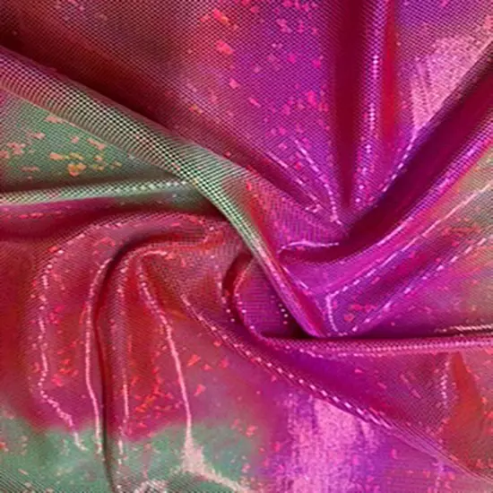 1 Yard Tie Dye Hologram Broken Glass Spandex Fabric for Performance Apparel, Costume Design 57/58 Inch Width Red {4}