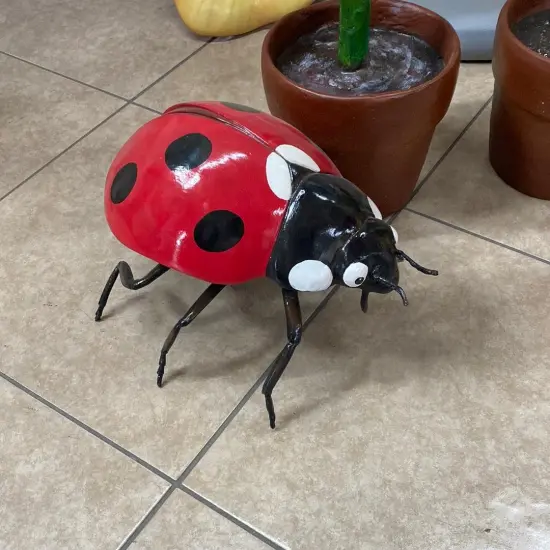 Small Red Lady Bug Over Sized Insect Statue {6}
