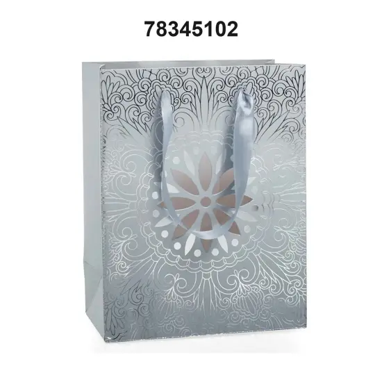 Elegant Medallion Euro Totes Perfect Size 7'' x 3 7/8'' x 9'' Silver {3}