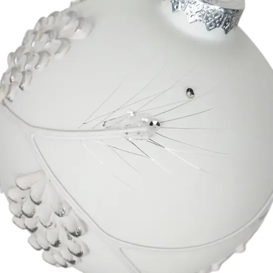 Northlight White and Silver Leaves Glass Ball Christmas Ornament - 3.5" {7}