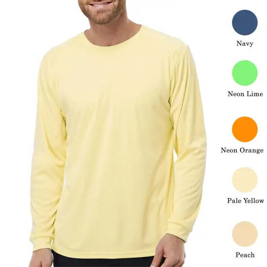 Paragon Long Islander Performance Long Sleeve T-Shirt, Ultra Polyester Dry Fit Multicolor Men&rsquo;s Tee White {8}