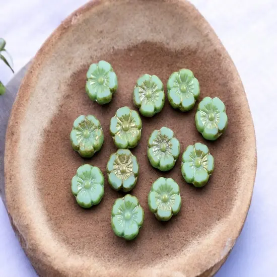 *12* 10mm Turquoise Picasso AB Hawaiian Flower Beads {2}