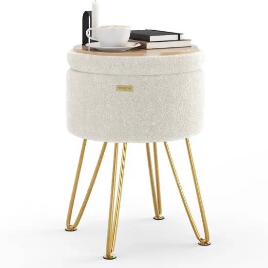 StorageBud Round Ottoman with Storage {1}