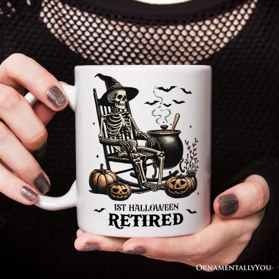 Funny Retired Skeleton Mug, Halloween Mug Gift {2}