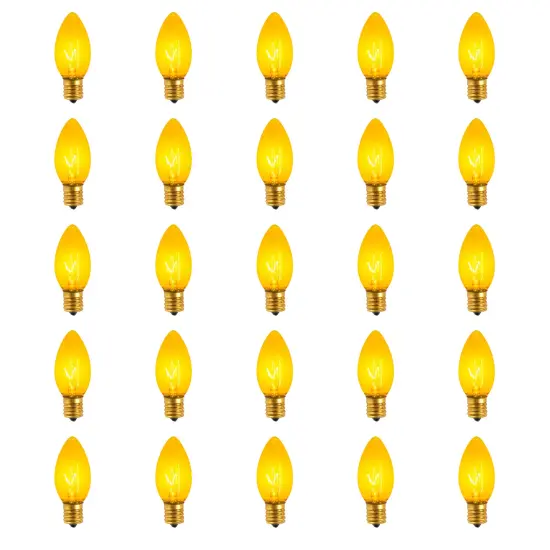Northlight C9 Transparent Incandescent Christmas Replacement Bulbs - Yellow - Pack of 25 {4}