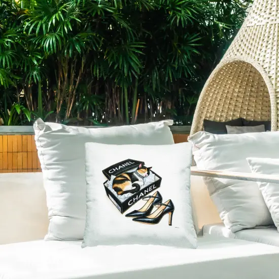 Cat Sleeping Heels Box Outdoor Printed Pillow Design by Amanda Greenwood, 18 x 7 x 18 {2}