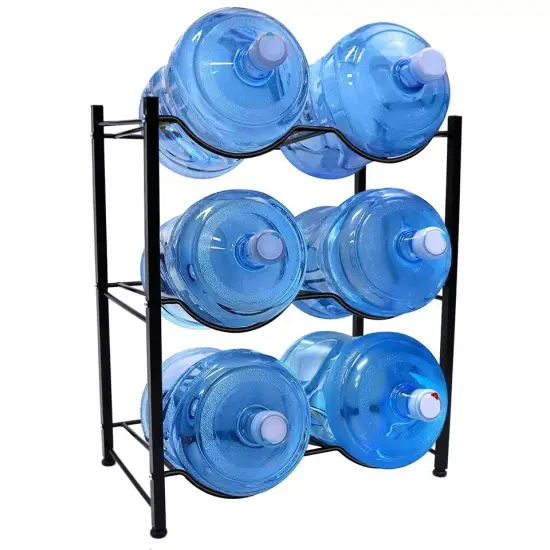 6 Bottles 5 Gallon 3 Tiers Water Jug Holder Water Bottle Storage Rack Black {2}