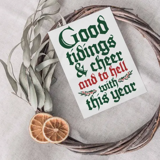 Funny Holiday Greeting Cards Boxed Set – 24 Modern Christmas Notecards Featuring "Good Tidings & Cheer" Design, Quirky and Festive Bulk Pack with Envelopes {4}