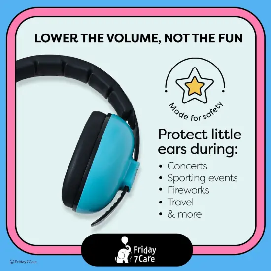 Friday 7Care Baby Headphones - Baby Ear Protection, Noise Cancelling Headphones with Adjustable Headband for Ages 0-24 Months, Blue Multicolor {3}