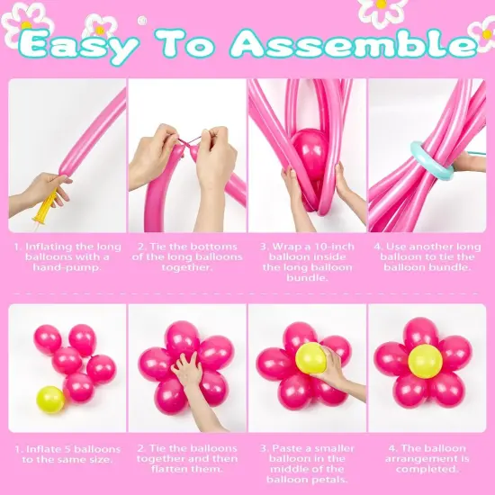 166pcs Magic Balloon Garland Arch Kit, Hot Pink Purple Green Party Decorations with Orange Yellow Pink Purple Green Teal Latex Balloons for Trol Themed Birthday Party Baby Shower Wedding Decorations {4}