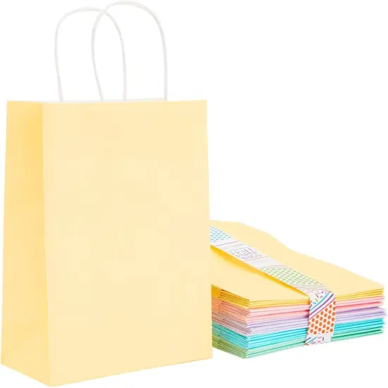 25 Pack Pastel Gift Bags with Handles, Paper Party Favor Bags, Colored Paper Bag for Baby Shower {5}