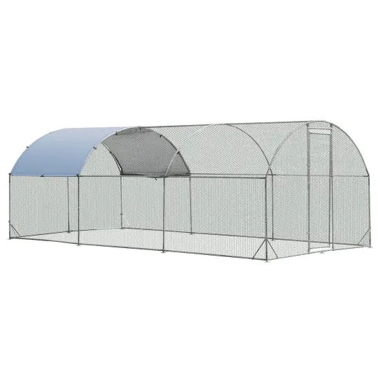 Galvanized Metal Chicken Coop with Waterproof Cover, Lockable Door and Spacious Design {2}
