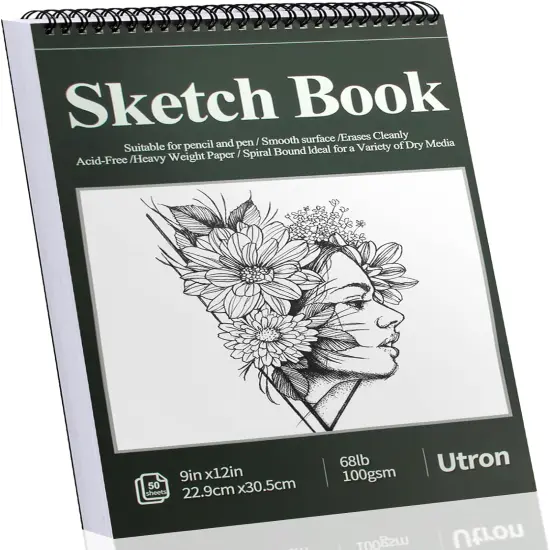 9"x12" Sketchbook Drawing, Top Spiral Sketching Pad, 100GSM/68LB Acid Free Art Sketching Pad, Drawing Paper, Beginner Artist (50 Sheets, White) {1}