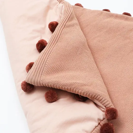 Cotton Knitted Playmat with Pom Pom (Dusty Pink) {4}