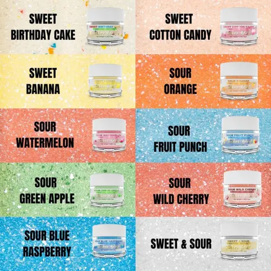 Bakell - Sweet and Sour Flavored Tinker Dust (8g, 1x Jar) Edible Glitter Blended Candy Topping {7}
