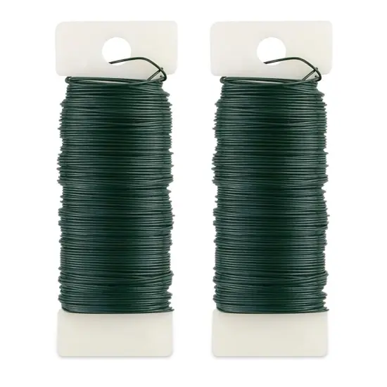 2 Pack Floral Wire 22 Gauge Floral Flexible Paddle Wire 38 Yards Green Flower Wire for Crafts Floral Flower Arrangements for Garland Wreaths Wire for Christmas Tree DIY Wreath Florist Wire (Green) {1}