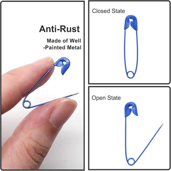 100 PCS 30mm / 1.2 Inch Safety Pins Heavy Duty Quilting Pins, Colored Safety Pins Bulk Metal Sewing Pins, Premium Sharp Safety Pins for DIY Crafts Jewelry Making Baby Clothing (Royal Blue) {3}