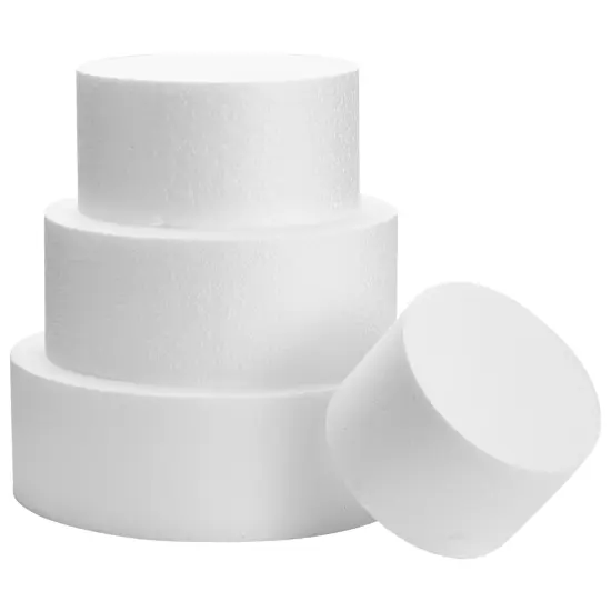 Set of 4 Round Foam Cake Dummies in Varying Sizes for 16" Tall Fake Wedding Cake (6, 8, 10, and 12 in) White {6}