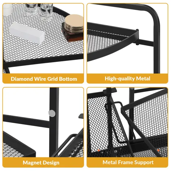 2-Tier Rotating Metal Countertop Organizer - Rust-Proof Bathroom & Kitchen Storage Shelf with Foldable Design, Large Space-Saving Semicircle Shelves {4}