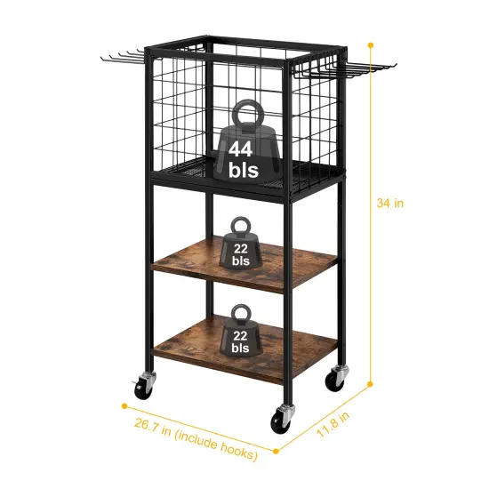 Multi-Functional Weight Rack for Home Gym &ndash; Portable Storage Organizer with Wheels, Hooks & Yoga Mat Holder for Dumbbells, Resistance Bands, Blocks {2}