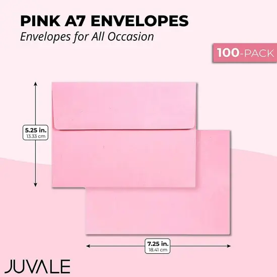 Pink A7 Envelopes for Mailing Greeting Cards, Invitations (5.25 x 7.25 In, 100 Count) {2}