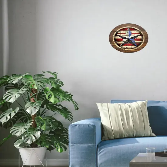 Rustic Wall Decor Wall Plaque Sign Round Metal Tin Sign American flag Wreath Round for Wall Decor {2}