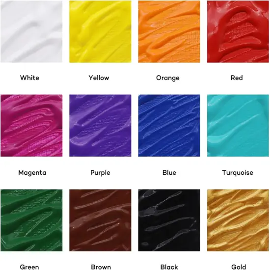 Tempera Paint Set 12pc x 16.9 US fl.oz (500ml), 12 Bottles of Tempera Style Kids Paint, Washable for Kids Art and Craft, Non Toxic, Easy to Clean. {2}