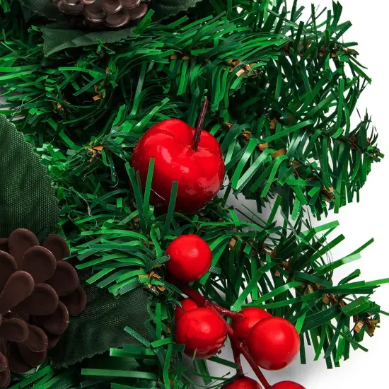 Christmas Wreath for Front Door, Indoor Outdoor Holiday Decorations (12 in) Green {6}