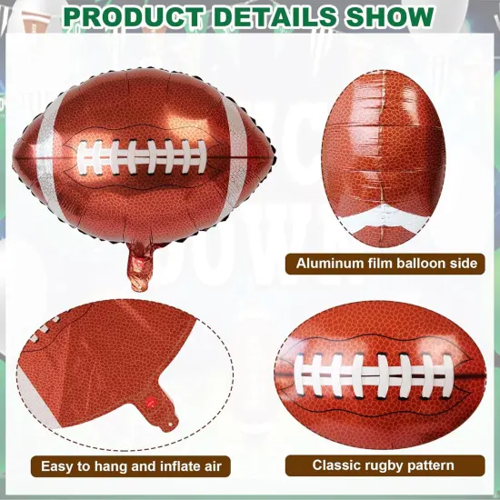 Football Party Balloons,12 pcs 18 Inch Football Shaped Foil Balloon for Tailgate Game Day Football Theme Birthday Party Decorations,Sport Themed Birthday Party Decor Supplies {2}