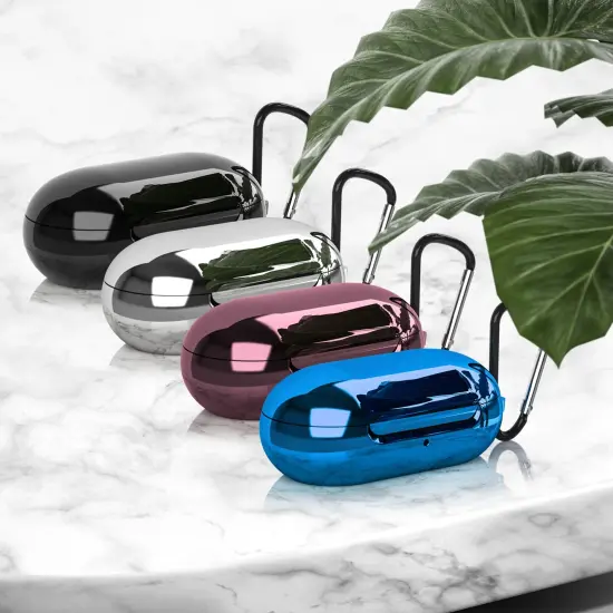For Samsung Galaxy Buds / Plus Case with Keychain, Protective Earbuds Cover, Metallic Blue {7}
