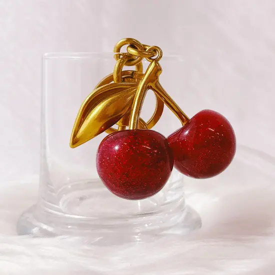 Wrapables Glittery Shimmer Cherry Bag Charm Keychain, Purse and Handbag Accessory {4}