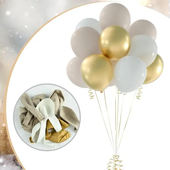 White Sand Gold Balloons Garland Arch Kit 60pcs 12inch Sand White and Metallic Gold Balloon Kit for Birthday Anniversary Celebrations and Boho Wedding Party {5}
