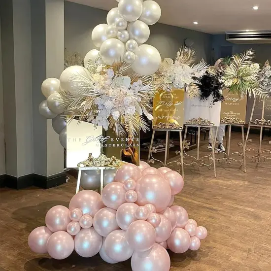 Pearl Pink Balloons Double Stuffed Pastel Light Pink Balloon Arch Kit Thick Latex Different Sizes 18/12/5in Balloon Garland For Valentines Day Baby Shower Wedding Birthday Party Decor {4}