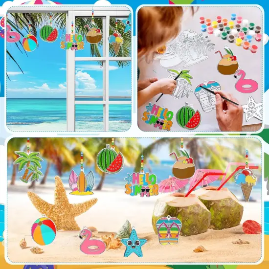 Summer Beach Fruit Window Art Stained Glass Sun Catcher Kits Make Your Own Painting Ornaments for Adult Craft Party Art Activities {5}