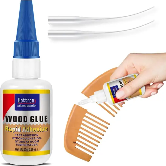 Wood Glue, Fast-Instant Super Glue for Wood, Clear Glue for Woodworking, Waterproof Cyanoacrylate Adhesives Ideal for Wooden Furniture, Wooden Product, Crafts, Floor, DIY (1 Bottle 25g) {1}