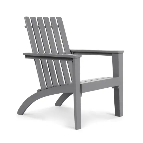 Patio Durable Acacia Wood Adirondack Lounge Armchair with Slatted High Backrest Grey {8}